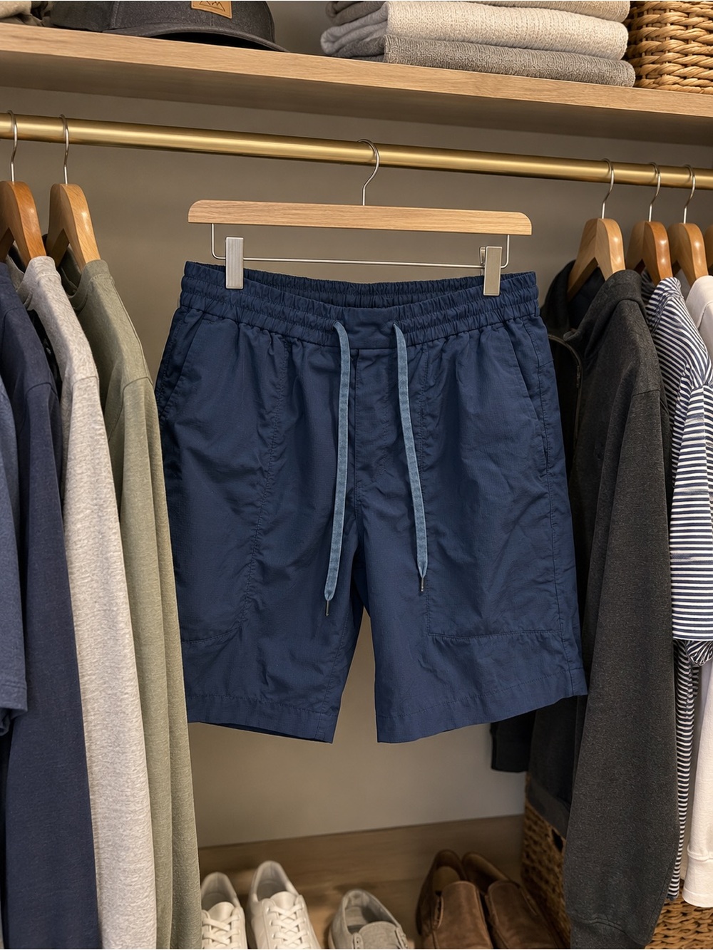 lululemon athletica Men's Navy Drawcord Hybrid Shorts